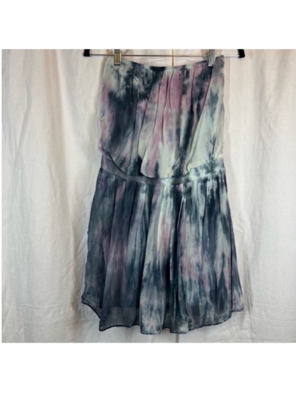Gypsy 05 100% silk tie dye strapless mini dress breathable comfy